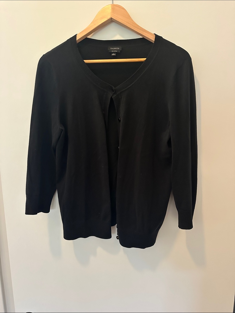 Talbots Black Women's Classic Button-Front Cardigan